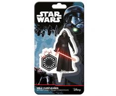 dekora Vela de Cumpleaños en 2D de Kylo REN-Primera Orden y Tie Fighter de Star Wars, Cera, Negro, Blanco y Rojo, 7,5 cm
