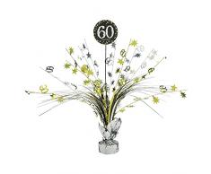 amscan 10132708 Centro de Mesa decoratif 60e Aniversario 1 mc-45,7 cm, Ver descripción, Dorado, Plateado