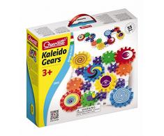 Quercetti 2341 Kaleido Gears - Juego de construcción Creativa (Encaje de 16 Ruedas de Engranaje, 6 Pegatinas, 55 Piezas)