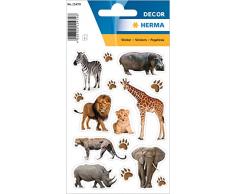 HERMA 15478 Pegatinas para niños, animales exóticos (36 pegatinas, papel mate), autoadhesivas, diseño permanente, para niñas y niños, multicolor