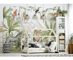 Walltastic Jungle Safari - Papel pintado mural, papel FSC, multicolor, 8 pies de alto x 10 pies de ancho, tamaño 1