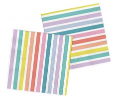 Folat 61923 Vajilla de fiesta Servilletas Fiesta 33cmx33cm 20 piezas Rayas Pastel - Servilletas de papel para Cumpleanos, Fiesta infantil, Despedida de Soltera, Compromiso, Boda, Aniversario