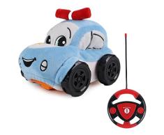 BABY CHALLENGE - Coche de Peluche - Mi Primer Vehículo - 051041 - Coche de Control Remoto - Azul - Lavable en Lavadora - 1/24 - Pilas no Incluidas - Tela y Plástico - A Partir de 18 Meses