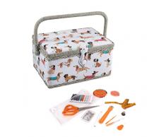 Hobby Gift Exclusiva caja de almacenamiento para manualidades precargada con kit de costura de 94 piezas incluido, 18,5 x 25,5 x 14,5 cm, perro salchicha