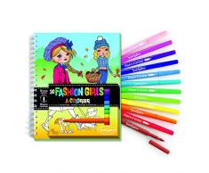 SENTOSPHERE- Cuaderno de Chicas para Colorear con rotuladores, Color Unisex (9104)
