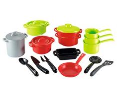 Smoby (SMOBH)-991 Bolsa Set de cacerolas GM, Color Negro, Verde, Gris, Rojo
