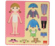 Goula - Vestir niña, Puzzle 10 Piezas de Madera (Diset 53108)