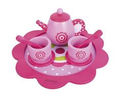 WOOMAX - Juego de té infantil madera, Vajilla café juguete, Juego café infantil, Accesorios cocina juguete, Tetera madera, Bandeja Taza Infantil Cocina, Juguetes niños 3 años (46478)