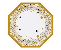 Amscan 9902543 Golden Wishes - Platos para aperitivos (6 unidades, 18 cm), color blanco , color/modelo surtido