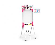 Chicos - Minnie Mouse Pizarra Junior, Reversible 2 En 1 para Rotuladores y Tizas, Incluye Rotulador, Tizas. Un Borrador y Una Plantilla de Mickey, a partir de 3 años, Rosa, 37 X 32.5 X 98 cm