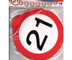 Folat - Guirnalda Con Señal De Tráfico 21 años Para Fiesta - 12 metros - Multicolor