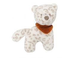 Nattou Peluche sonajero leopardo de las nieves Jungo, Aprox. 20 cm, Aprobado por PETA y vegano, Boris & Jungo, Blanco