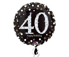 amscan 3213001 Globo para Fiesta - Globos para Fiesta (Negro, Marrón, Blanco, Alrededor, Papel Aluminio, Cumpleaños, 43 cm, 1 Pieza(s))