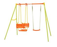 Columpio Infantil de jardín Kettler - Color: Naranja y Verde - con uno, Dos o Tres Asientos - Calidad Made in Germany