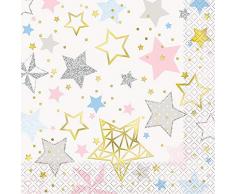 Unique Party - Servilletas de Papel - Diseño de Centelleo Centelleo Pequeño Estrella - Paquete de 16 (72412)