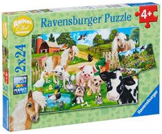 Ravensburger - Puzzle 2 x 24, Animal Club (07830)