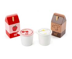 Small Foot Company-11440 Conjunto de Productos lácteos Fresh, de Madera, Roles, Tienda de Accesorios y Cocina Infantil juguetes, Multicolor (11440) , color/modelo surtido