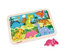 Janod Chunky Puzzle de madera, Dinosaurios (J07054)