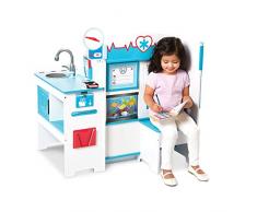 Melissa & Doug Consultorio médico juega a ser el doctor o el paciente, Juego imaginativo, Juguete creativo Montessori de madera con accesorios, Regalo para niños y niñas de 3 4 5 6 7 años