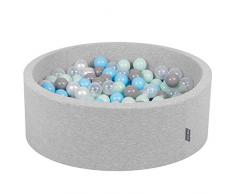 KiddyMoon 90X30cm/200 Bolas ∅ 7Cm Piscina De Bolas para Ninos Hecha En La UE, Gris Clr:Perla,Gris,Transparente,Azul Clr,Menta