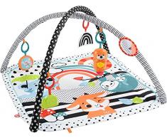 Fisher-Price Alfombra gimnasio 3 en 1, estampado animalitos divertidos, manta para bebé recién nacido con accesorios (Mattel HBP41)