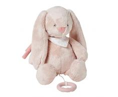 Nattou Peluche musical de poliéster, Conejo Pomme, Canción de cuna La-Le-Lu, Con mordedor, Aprox. 30 cm, Alice y Pomme, Rosa