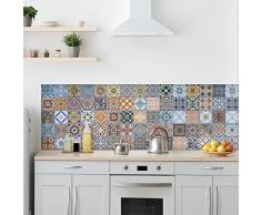 Panel protector antisalpicaduras cocina adhesivo de pared azulejos de Sevilla 180 x 60 cm 100% made in Italy con tinta no tòxica, ignìfuga y resistente al agua
