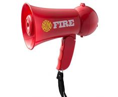 Dress up America - Megáfono de Juguete de Bombero con Sonido de Sirena y micrófono de Mano, Color Rojo (911)