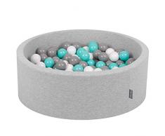 KiddyMoon 90X30cm/300 Bolas ∅ 7Cm Piscina De Bolas para Ninos Hecha En La UE, Gris Clr:Blanco,Gris,Turquesa Clr