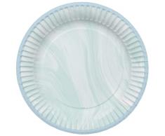 Folat B.V.- Folat 61918 Vajilla Ø 23cm 8 Piezas Azul Mármol-Platos de Papel para Cumpleanos, Fiesta Infantil, Despedida de Soltera, Compromiso, Boda, Aniversario, Color