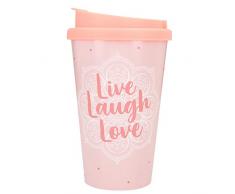 Depesche 2180.033 to-Go - Taza de plástico con texto en alemán, 350 ml, Live Laugh Love, multicolor