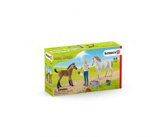 Schleich- Visita médica para yegua y Potro Figura, (42486)