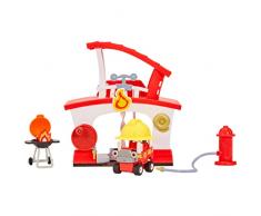Little Tikes Lets Go Cozy Coupe Estación de Bomberos - Incluye un camión de bomberos, un sombrero, una parrilla para barbacoa y una boca de incendios - Edad: 3+ años