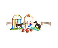 Schleich- Entrenamiento Agility Caballos Figura, Color Negro (42481)