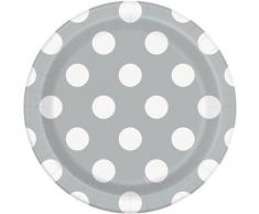 Unique Party- Paquete de 8 platos de papel a lunares, Color (37284)