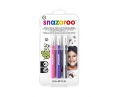 Snazaroo - Set de 3 rotuladores de maquillaje fantasía, color rosa, violeta, plata