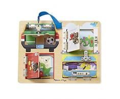 Melissa & Doug Juego con Cerraduras, Tablero Montessori, Juguete de madera, Tablero de Pestillos, Juguetes de desarrollo, Habilidades motoras, Regalo para niñas y niños de 3 4 5 años