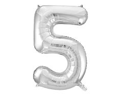 Idena 38230 - Globo número, tamaño aprox. 60 x 110 cm, plateado, sin relleno, apto para helio y aire, globo número, año de vida, aniversario, cumpleaños, regalo, decoración, fiesta