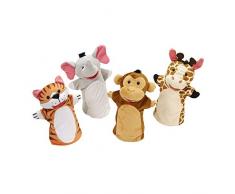 Melissa & Doug 4 Títeres de mano con animales de safari, Marionetas para niños y adultos, Juguete creativo de calidad, Regalo para niños y niñas de 3 4 5 6 7 años, Tigre, elefante, mono,etc