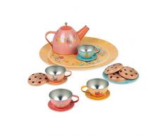 Janod - Juego de Té Metálico 15 Piezas - Juguete de Imitación de Cocina - A partir de 8 Años, J06596