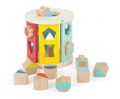Small Foot Company - Cilindro by Legler, Cubo para Encajar de Madera con 12, estimulación de la motricidad y la concentración lúdico de Colores y Formas, Juguetes de Aprendizaje Coloridos para niños a Partir de los 3 años, Multicolor 11107