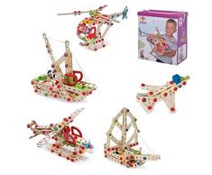Eichhorn-100039098 Constructor Helicóptero – Juguete de Madera versátil, 225 Piezas, 5 construcciones carbón (100039098)