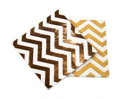 Servilletas Doradas metálicas en Zigzag Rosa 33 x 33 cm - 20 Unidades