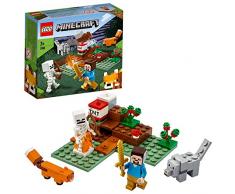 LEGO Minecraft - La Aventura en la Taiga, Set de Construcción Inspirado en el Juego, Incluye Minifigura de Steve, Esqueleto y un Lobo de Juguete (21162)
