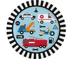 amscan- Plato en la Carretera (23 cm), Color Azul (9906579-66)