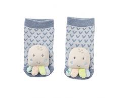 Fehn 054361 - Calcetines mullidos con pulpo y sonajero para bebé, fomenta la motricidad y los sentidos, para bebés de 0 a 12 meses, talla: 12 cm