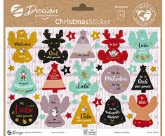 AVERY Zweckform 66 pegatinas navideñas con estrellas hechas a mano (pegatinas de Navidad en hoja A5 con relieve dorado, papel autoadhesivo, decoración navideña, estrellas doradas) 54615