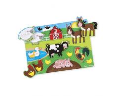 Melissa & Doug Rompecabezas de encastre de madera, Animales de granja, Juego clásico educativo, Juguetes de madera, Juguete de desarollo y aprendizaje para niños y niñas de 2 a 4 años