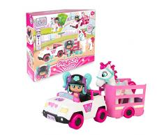 Pinypon, Coche con Remolque y Caballo, Cochecito de Juguete y Mini Figura de una muñeca Pop&Swap y más de 10 Accesorios, para niños y niñas Desde 4 años, Famosa (PNY25000)