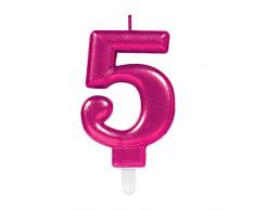 Amscan- VELA NUMERO 5 FUCSIA METAL (9901787)